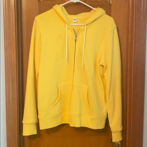 navy and yellow hoodie